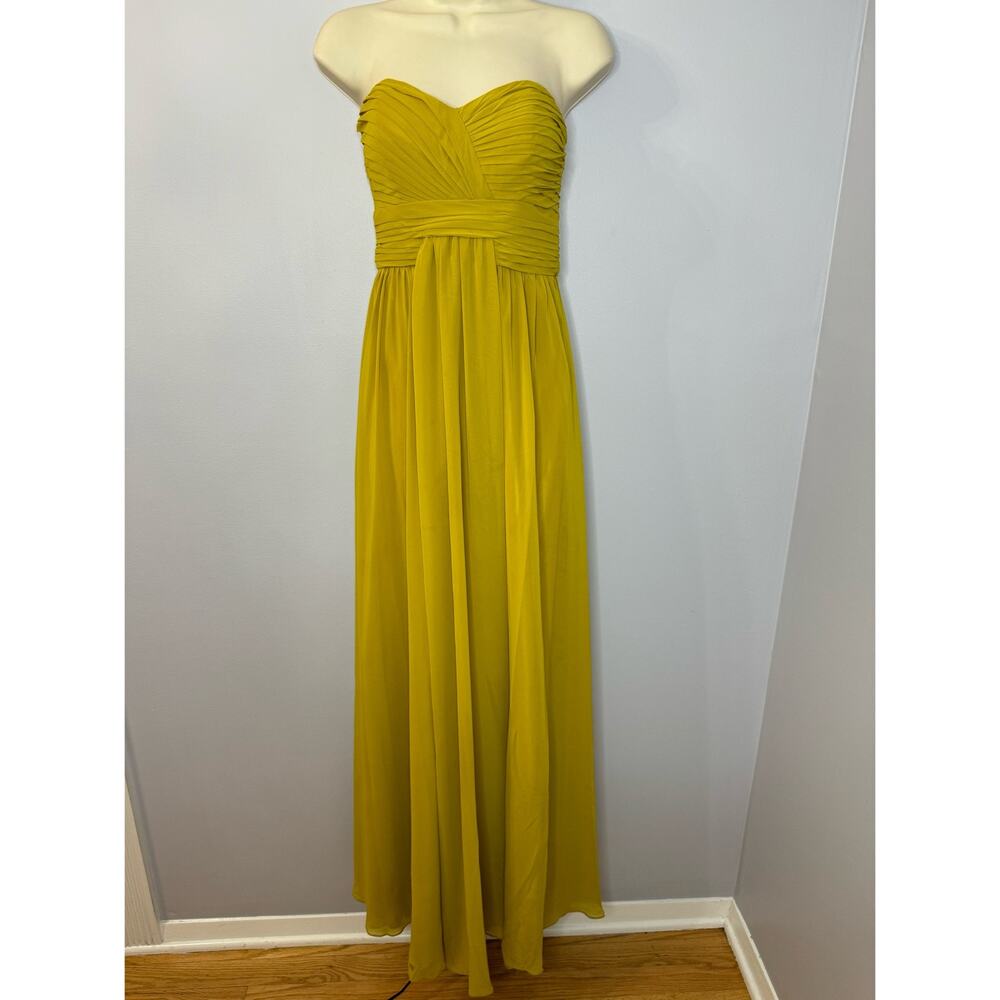 Bari Jay Bella Chiffon Sweetheart Bust Bridesmaid Maxi Dress Mustard - Picture 2 of 12